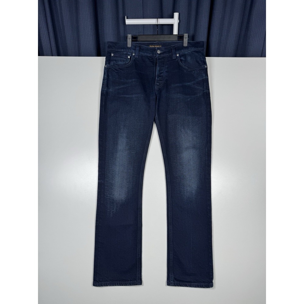 NUDIE JEANS Dark Wash Denim Jeans - Grim Tim Dark Shield - 36x32